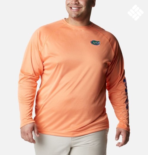 Columbia Collegiate PFG Terminal Tackle Long Sleeve - Florida Gensere Herre Oransje | Plus Size 18297U